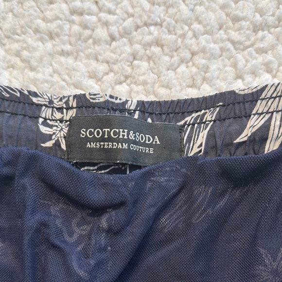 Scotch & Soda Navy and White Swim Trunks with Tropical Flair - Picture 2 of 6